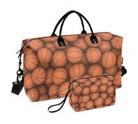 Borsa da viaggio per oggetti personali da basket, borsa da viaggio per la notte, grande borsa da palestra con cinghia regolabile per il viaggio, set da 2 pezzi, Pallacanestro, 1 size