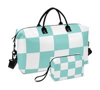 Borsa da viaggio per oggetti personali, motivo scozzese americano verde e bianco, borsa da viaggio per la notte, borsa sportiva da palestra, borsa da toeletta pieghevole da viaggio, Plaid americano