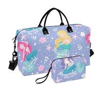 Borsa da viaggio per oggetti personali, motivo sirena, lavanda, viola, borsa tote con tracolla regolabile, borsa da palestra per aereo, viaggi, sport, multifunzionale, Lavanda Sirena Modello Viola, 1