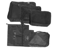Borsa da Viaggio per Organizzazione 7 Pezzi Oxford Nero | Set Piatto Coulisse, per Indumenti e Biancheria, Separa gli Oggetti nel Bagaglio
