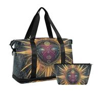 Borsa da viaggio per palestra con tarocchi misteriosi e astrologici, borsa da viaggio, borsa da viaggio, borsa per articoli da toeletta pieghevole per trekking, Colorato misterioso Tarocchi sole
