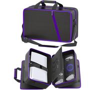 Borsa da Viaggio per PS5 con PS5/Slim/Pro Digitale e Disco, 10 Scomparti Custodia per PS5 può Contenere PS Portal, 4 Schede di Gioco, 2 Controller, Grande capacità Zaino per PS5 (Nero & Viola)