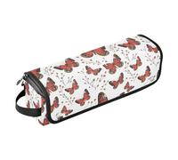 Borsa da viaggio per strumenti per capelli a forma di farfalla rossa e tappetino resistente al calore, organizer per piastre per capelli di grande capacità, per strumenti caldi e accessori per la cura