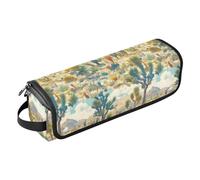 Borsa da viaggio per strumenti per capelli caldi con alberi verdi del deserto con cuscinetto resistente al calore, organizer portatile per strumenti per lo styling dei capelli, per raddrizzatori