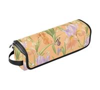 Borsa da viaggio per strumenti per capelli caldi con fiori di iris naturale, con cuscinetto resistente al calore, grande capacità, organizer per piastre piatte, piastre e arricciacapelli, oggetti