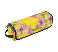 Borsa da viaggio per strumenti per capelli caldi con fiori gialli e tappetino resistente al calore con cerniera impermeabile portatile aperta piatta borsa da viaggio per straigheners, ferro