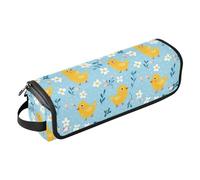 Borsa da viaggio per strumenti per capelli carino piccolo pollo giallo e fiori bianchi borsa portatile per tappetino per utensili caldi