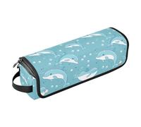 Borsa da viaggio per strumenti per capelli con delfini e perle, portatile, borsa per tappetino per utensili caldi