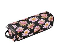 Borsa da viaggio per strumenti per capelli con fiore dipinto a olio oro rosa con tappetino resistente al calore impermeabile strumenti per capelli organizer da viaggio per ferro piatto strumenti caldi