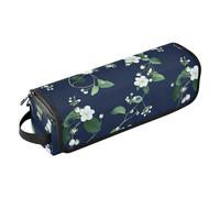 Borsa da viaggio per strumenti per capelli con fiori e bianchi, con tappetino resistente al calore, con cerniera, organizer per strumenti per capelli, per ferri da stiro, piastre e arricciacapelli