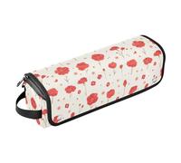 Borsa da viaggio per strumenti per capelli con garofano rosso e tappetino resistente al calore, a doppio strato, per ferri da stiro, piastre e arricciacapelli, borsa da viaggio per strumenti per