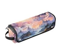 Borsa da viaggio per strumenti per capelli, con nuvole rosa e luna nel cielo stellato, borsa portatile per tappetino