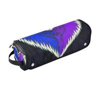 Borsa da viaggio per strumenti per capelli con tappetino in ferro, impermeabile, portatile, aperta, piatta, per strumenti caldi, ferro arricciacapelli, volumizzante, styler, piume blu, ali d'angelo