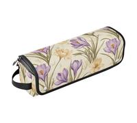 Borsa da viaggio per strumenti per capelli, con tappetino in ferro, organizer per strumenti per capelli, per arricciacapelli, piastra per capelli, asciugacapelli piatto, fiori di croco retrò Prairie