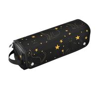 Borsa da viaggio per strumenti per capelli con tappetino in ferro, organizer portatile per ferri da stiro, piastre, ferri arricciacapelli, gatto malvagio di Halloween, stella nera e oro