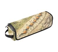 Borsa da viaggio per strumenti per capelli con tappetino in ferro per strumenti per capelli, organizer per utensili caldi e accessori per la cura dei capelli, formiche che trasportano cibo safari