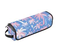 Borsa da viaggio per strumenti per capelli, con tappetino resistente al calore, a doppio strato, per utensili caldi e accessori per la cura dei capelli, palma blu pesca