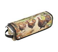 Borsa da viaggio per strumenti per capelli con tappetino resistente al calore, grande capacità, organizer per strumenti caldi per ferro piatto e accessori per la cura dei capelli, divertente fattoria