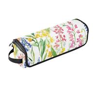 Borsa da viaggio per strumenti per capelli con tappetino resistente al calore, impermeabile, organizer da viaggio per ferri da stiro, piastre, arricciacapelli, fiori colorati semplici