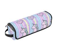 Borsa da viaggio per strumenti per capelli con tappetino resistente al calore, impermeabile, portatile, aperta, piatta, per strumenti caldi, ferro arricciacapelli, volumizzatore, styler, unicorni