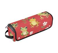 Borsa da viaggio per strumenti per capelli, con tappetino resistente al calore, per ferri da stiro, piastre, ferri arricciacapelli, accessori da viaggio portatile con rana carina rossa