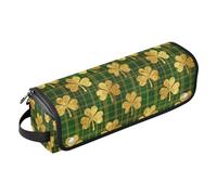 Borsa da viaggio per strumenti per capelli con tappetino resistente al calore, quadrifoglio dorato per il giorno di San Patrizio, organizer portatile per strumenti per lo styling dei capelli, per
