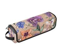 Borsa da viaggio per strumenti per capelli da donna con tappetino in ferro portatile, organizer per strumenti per lo styling dei capelli, per utensili caldi e accessori per la cura dei capelli, fiori