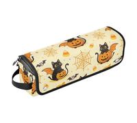 Borsa da viaggio per strumenti per capelli da donna con tappetino resistente al calore Halloween gatto nero strega magica custodia da viaggio impermeabile per strumenti caldi ferro arricciacapelli