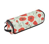 Borsa da viaggio per strumenti per capelli da donna con tappetino resistente al calore, impermeabile, organizer da viaggio per arricciacapelli, ferro arricciacapelli, asciugacapelli, papavero dipinto