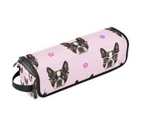 Borsa da viaggio per strumenti per capelli e tappetino resistente al calore con cerniera a doppio strato custodia da viaggio per Straigheners ferro arricciacapelli asciugacapelli carino Boston Terrier