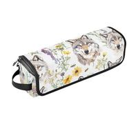 Borsa da viaggio per strumenti per capelli e tappetino resistente al calore, con cerniera, impermeabile, organizer da viaggio per ferri da stiro, piastre, ferri arricciacapelli, lupo estetico, bianco