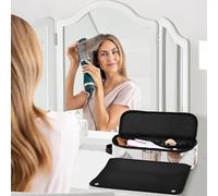 Borsa da viaggio per strumenti per capelli e tappetino resistente al calore con cerniera, impermeabile, portatile, aperta, piatta, borsa da viaggio per strumenti caldi e ferro arricciacapelli