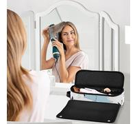 Borsa da viaggio per strumenti per capelli e tappetino resistente al calore con cerniera, organizer per piastre per capelli di grande capacità, per strumenti caldi e arricciatura