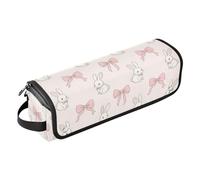 Borsa da viaggio per strumenti per capelli e tappetino resistente al calore fiocco rosa coniglio coniglio portatile strumento organizzatore per strumenti caldi ferro arricciacapelli ferri piatti