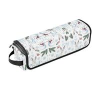 Borsa da viaggio per strumenti per capelli e tappetino resistente al calore, grande custodia da viaggio per ferri da stiro, piastre, ferri arricciacapelli, pupazzi di neve e cervi, custodia da donna