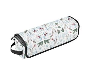 Borsa da viaggio per strumenti per capelli e tappetino resistente al calore, grande custodia da viaggio per ferri da stiro, piastre, ferri arricciacapelli, pupazzi di neve e cervi, custodia da donna