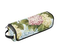 Borsa da viaggio per strumenti per capelli e tappetino resistente al calore, organizer portatile per ferri da stiro, piastre, arricciacapelli, fiori di ortensie, accessorio da viaggio
