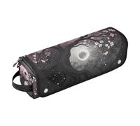 Borsa da viaggio per strumenti per capelli e tappetino resistente al calore, organizer portatile per strumenti per lo styling dei capelli, accessori per la cura dei capelli, fiori di ciliegio Yin Yang