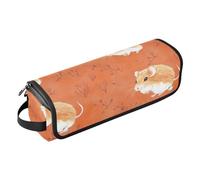 Borsa da viaggio per strumenti per capelli in terracotta con simpatico criceto, tappetino resistente al calore, organizer portatile per ferri da stiro, piastre e arricciacapelli, essenziale da viaggio