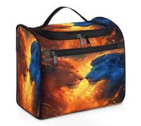 Borsa da viaggio per trucchi con leoni della fiamma, per donne, uomini, ragazze e ragazzi, 11,2 l, borsa da toilette da appendere per articoli da toeletta e cosmetici, borse da doccia, Colore, XL,