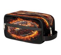 Borsa da viaggio per trucco 3D America Football Flames Ball per donne, uomini, bambini, ragazze, ragazzi, borsa da bagno per articoli da toeletta cosmetici organizer per articoli da toeletta borsa da