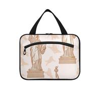 Borsa da viaggio per trucco da appendere in oro rosa Statua della Libertà con gancio, borsa per il trucco essenziale di grande capacità per le donne Must Haves Trip estuche para brochas maquillaje L