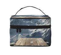 Borsa da viaggio per trucco da donna, resistente all'acqua, pieghevole, per insegnanti, con patatine fritte, Tribuna sulla montagna innevata, Taglia unica