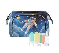 Borsa da viaggio per trucco da uomo nello spazio con nuvole borse cosmetiche di grande capacità per le donne, Multicolore, Taglia unica, casual