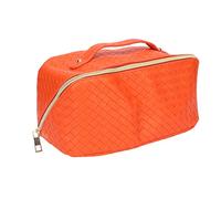 Borsa da viaggio per trucco, in pelle PU, grande capacità, a quadretti, multifunzione impermeabile, default