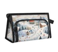 Borsa da viaggio per trucco per donne e uomini, paesaggi invernali, trousse per cosmetici, articoli da toeletta, borsa da doccia organizer, Colore, L, Organizer per borse
