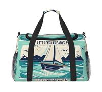 Borsa da viaggio per uomini e donne, con citazioni Let Your Dreams Set Sail, borsa da viaggio pieghevole e spaziosa borsa da viaggio per articoli da toeletta, articoli personali, nero, L, Nero , L