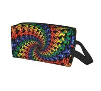 Borsa da viaggio per uomo e donna, con stampa tie dye e orso danzante, grande capacità, organizer portatile per articoli da toeletta