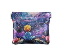 Borsa da viaggio per uomo e donna, in pelle PU, con motivo Principe delle rose e cielo notturno, piccola moneta unica, Rose Prince e cielo notturno, 1 size, Casual