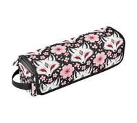 Borsa da viaggio per utensili da capelli con cuscinetto resistente al calore, Renard Japonais Anime Fleur Cerisier, custodia per il trasporto di ferro arricciacapelli piatto, organizer impermeabile